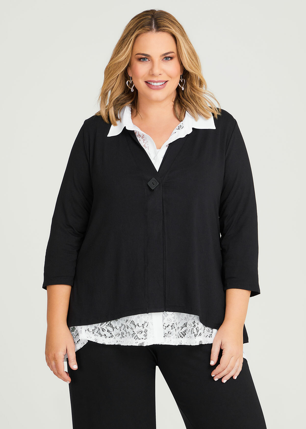 Shop Plus Size Natural Amira Cardigan in Black | Taking Shape AU