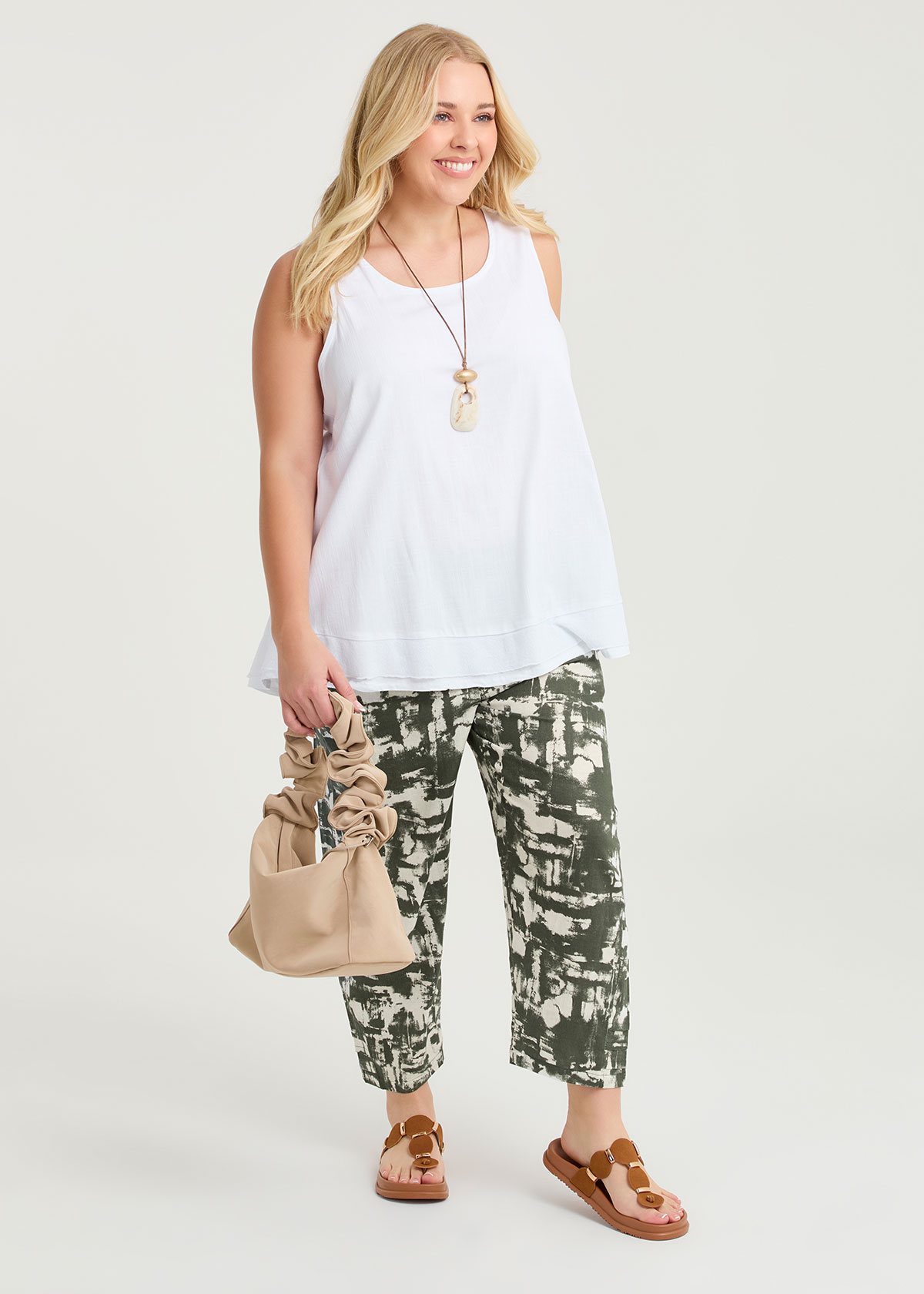 Taking Shape Petite Linen Blend Lantern Pant Size 20 in Print - Plus Size Women's