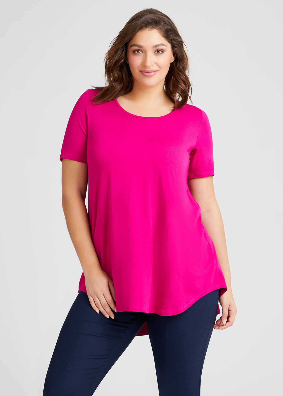Shop Plus Size Bamboo Base Short Sleeve Top in Pink | Taking Shape AU