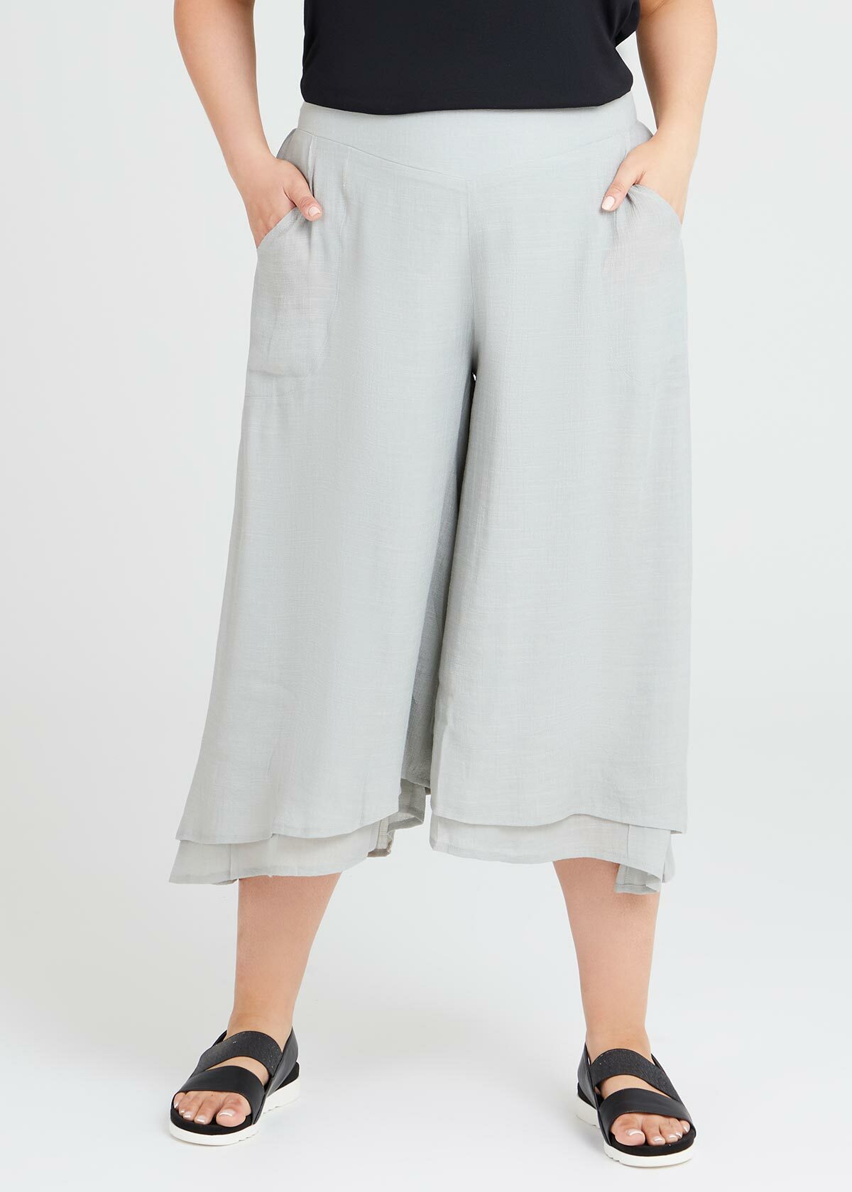 Shop Plus Size Natural Layered Crop Pant in Brown | Taking Shape AU