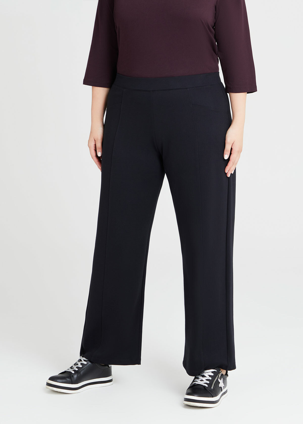 Shop Plus Size Ponte Wide Leg Pant in Black | Taking Shape AU