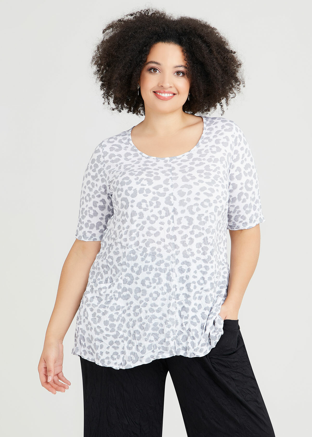 Shop Plus Size Bamboo Palm Desert Top in Grey | Taking Shape AU