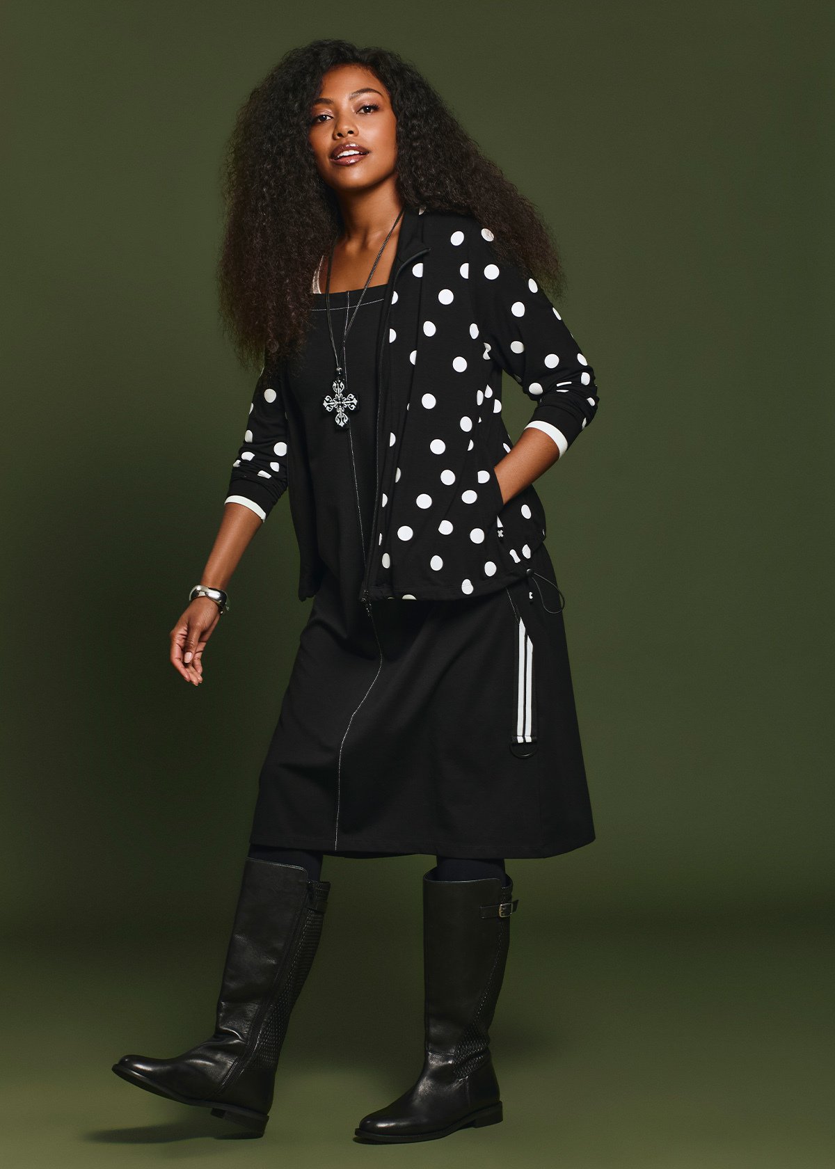 Ponte Stitch Pinafore Dress