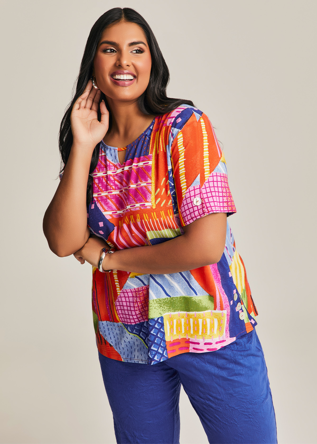 Shop Plus Size Natural Getaway Top in Multi | Taking Shape NZ
