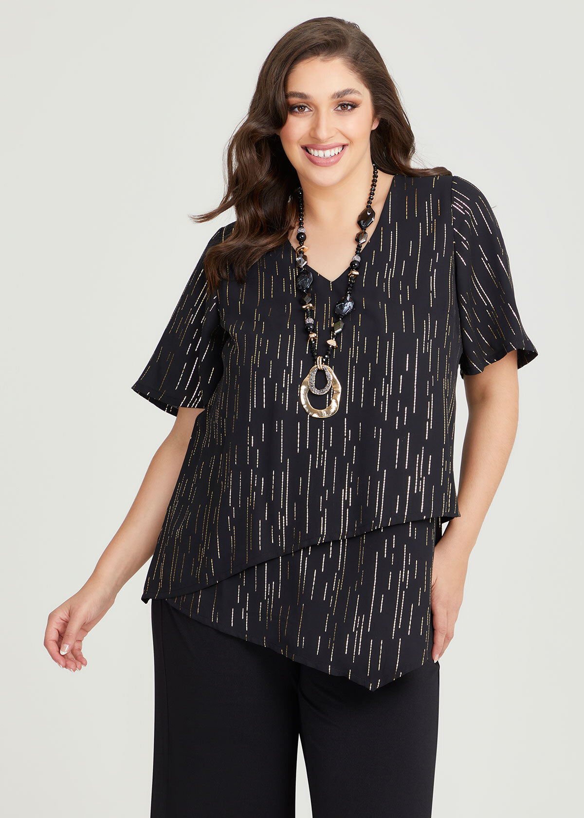 Shop Plus Size Gilt Chiffon Evening Tunic in Black | Taking Shape AU