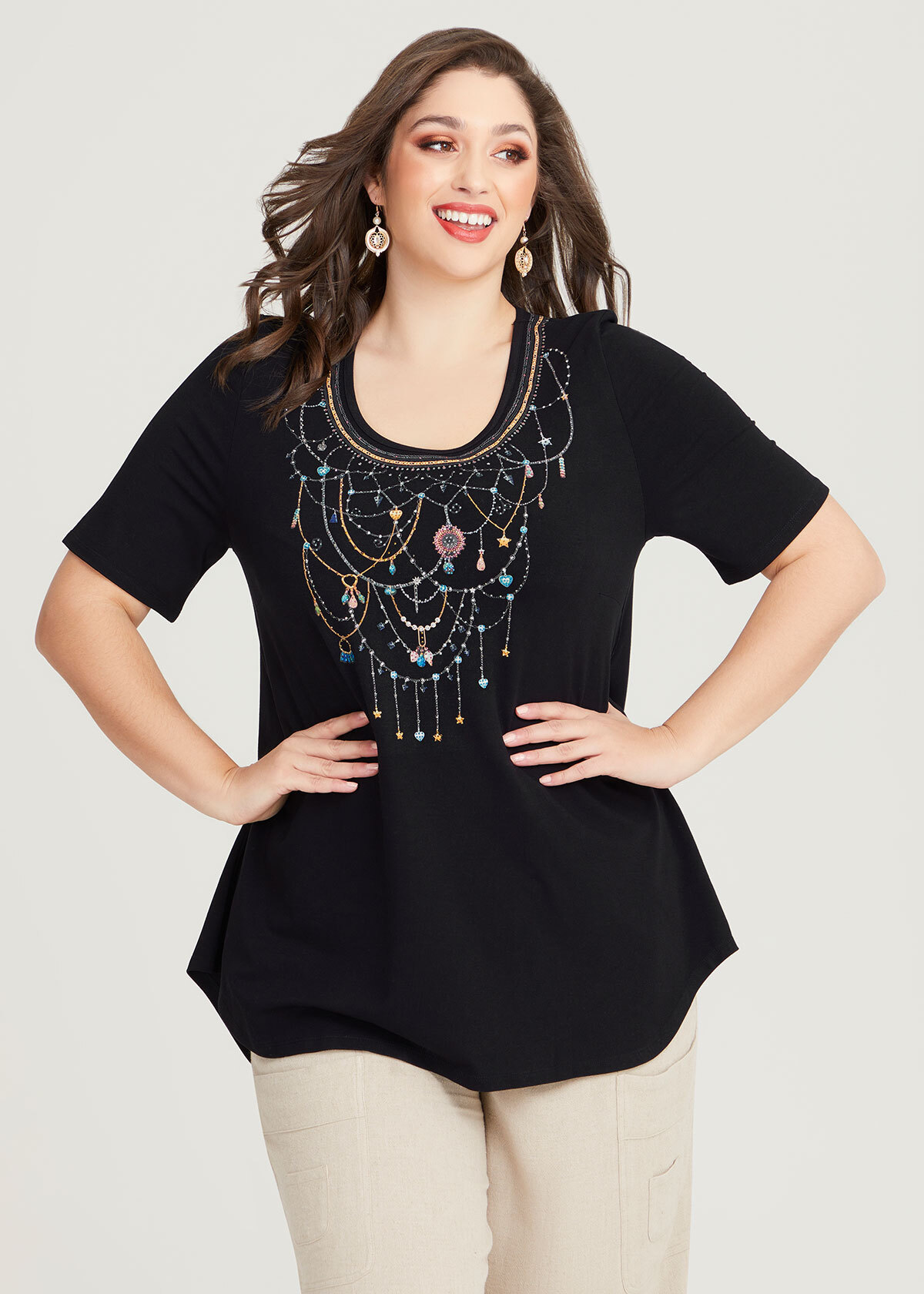 Shop Plus Size Mode Sparkle Natural Top in Black | Taking Shape AU