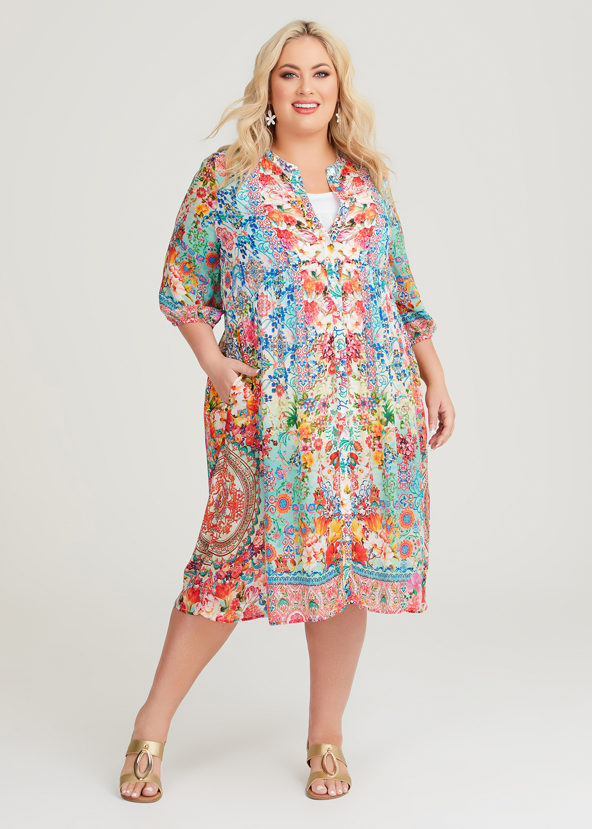 Shop Plus Size Rachel Natural Floral Dress in Multi | Taking Shape AU