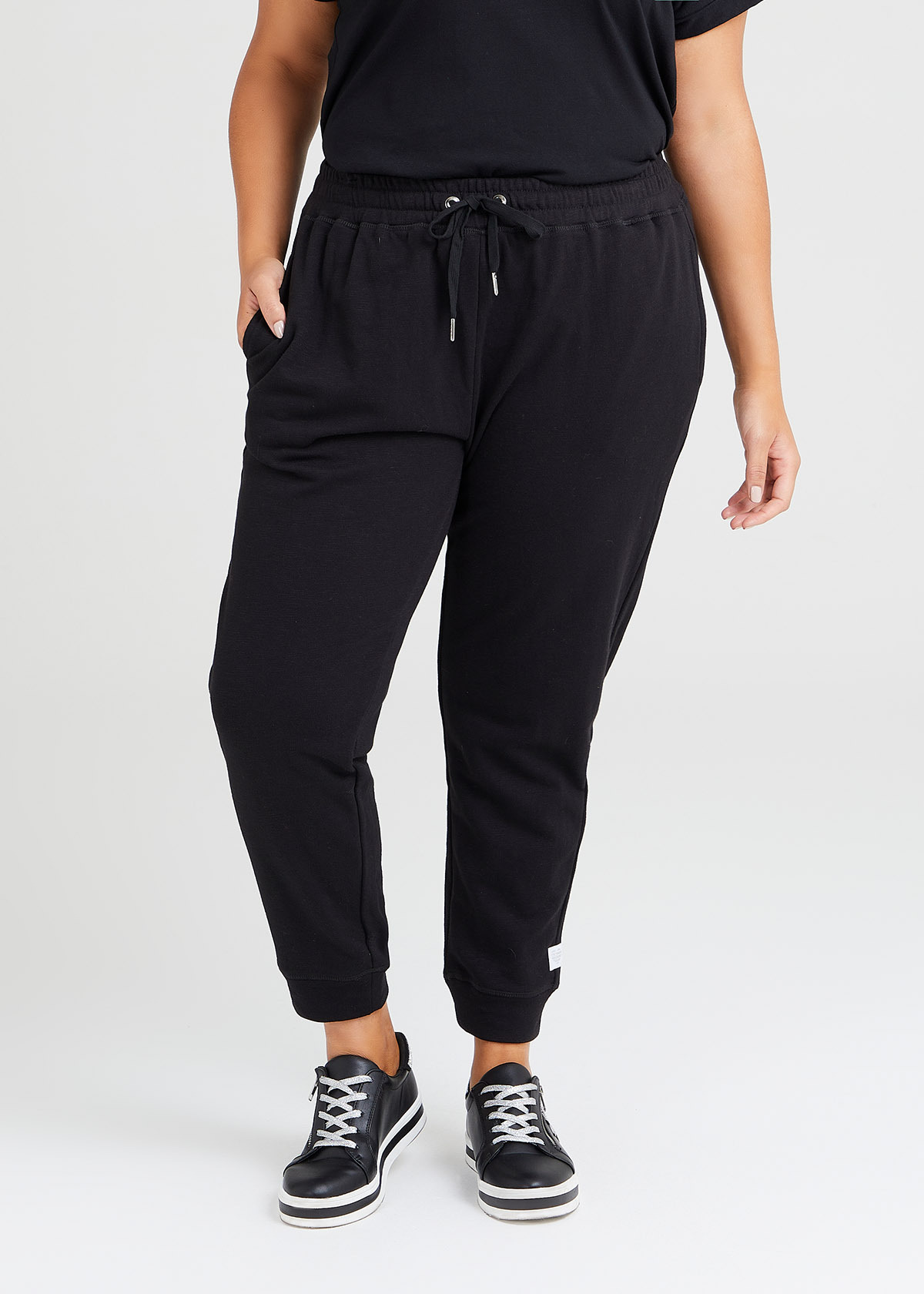 Shop Plus Size Taper Leg Trackpant in Black | Taking Shape AU