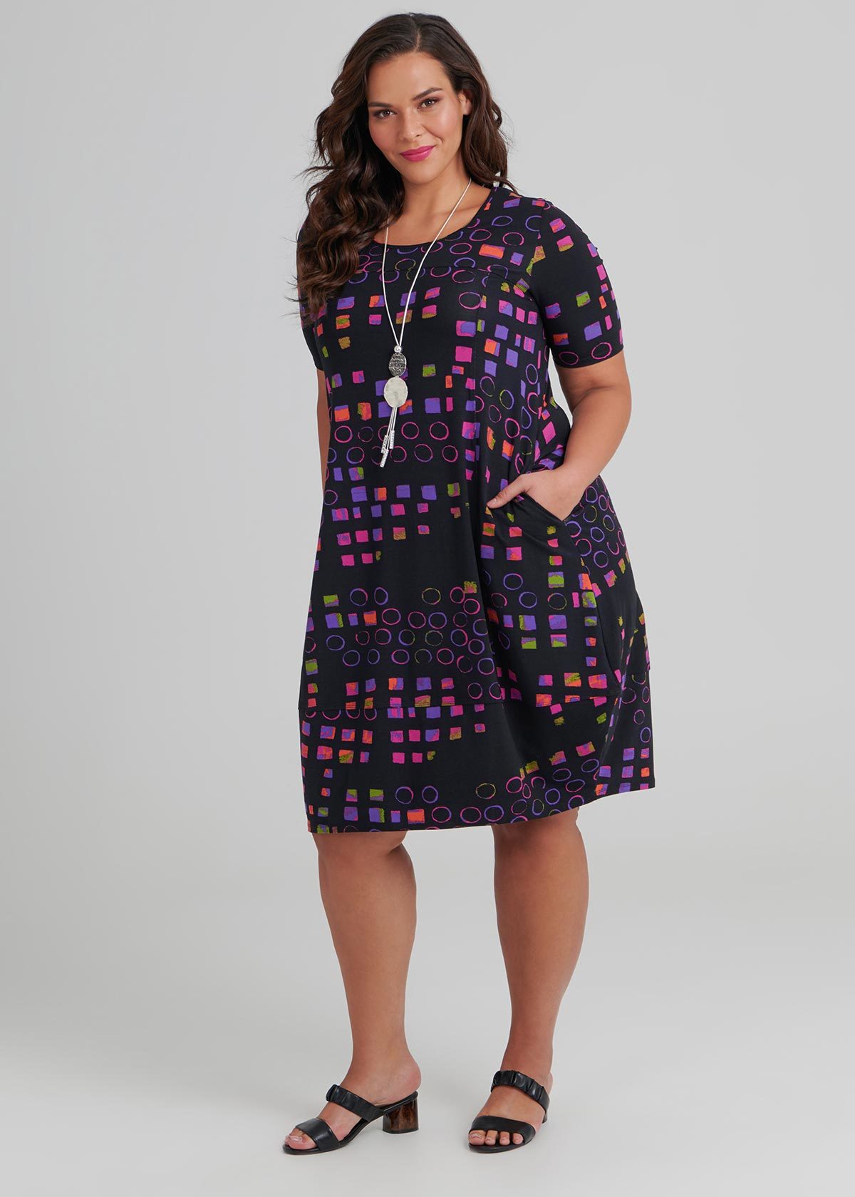 Shop Plus Size Quatro Short Sleeve Dress in Print | Sizes 12-30 ...