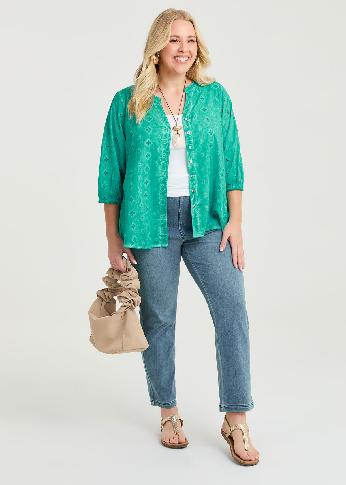 Taking Shape Petite Best Friend Straight Leg Jean Size 14 in MID Blue, Cotton - Plus Size Women's Denim & Jeans