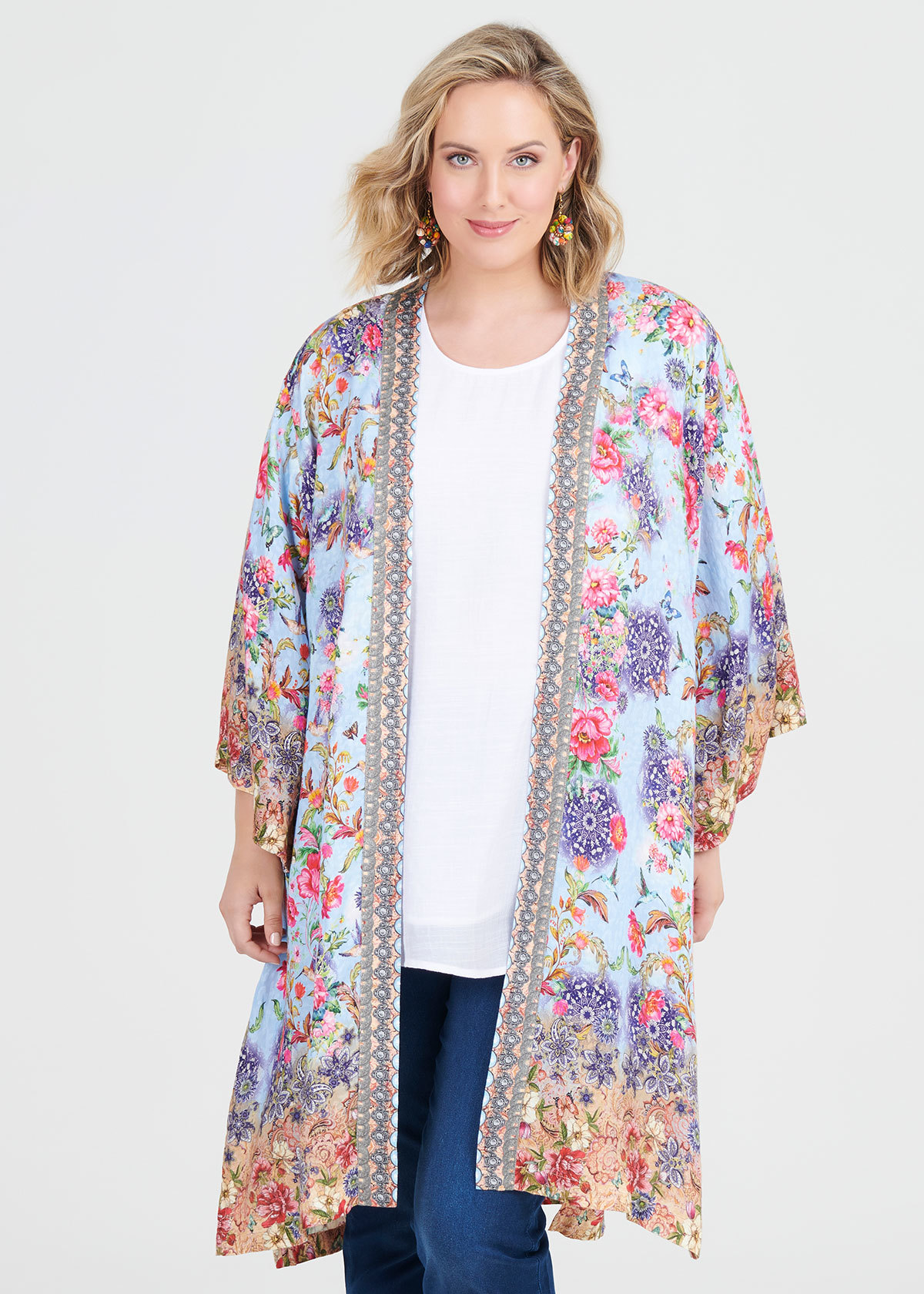 Shop Plus Size Natural Botanical Kimono in Multi | Taking Shape AU