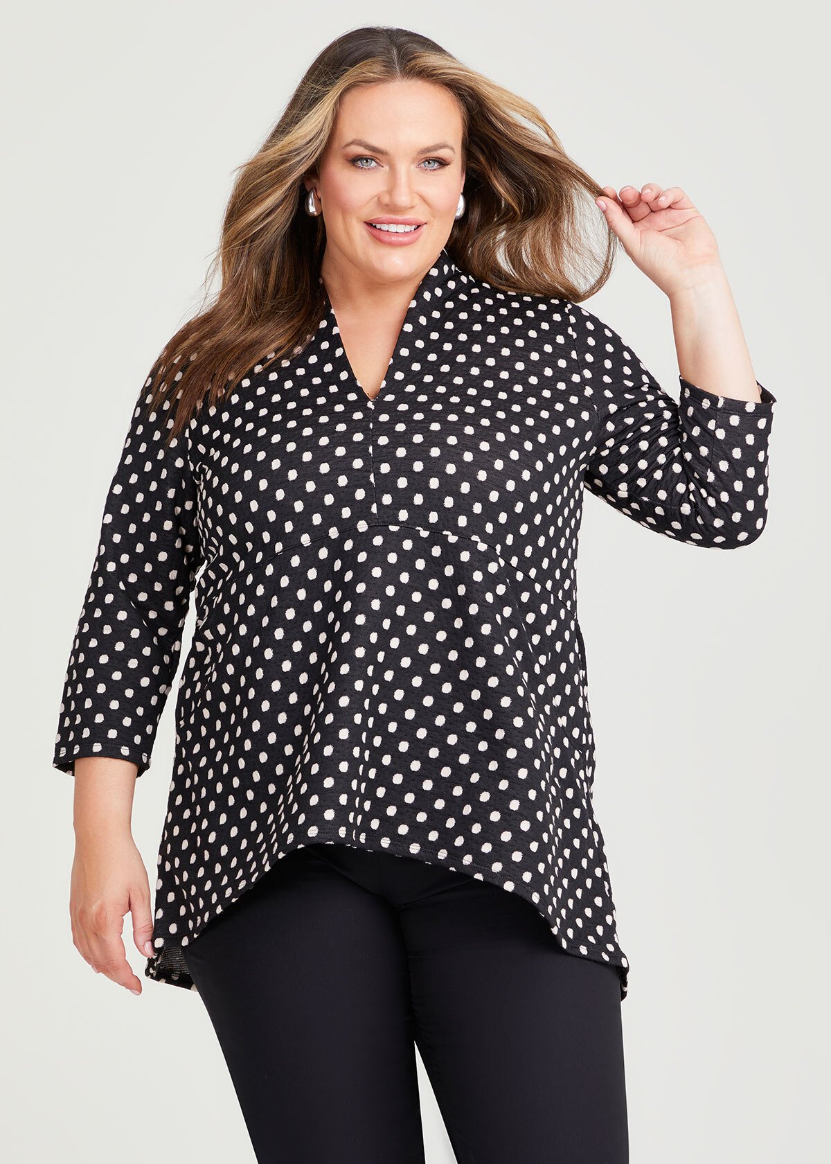 Shop Plus Size Button Detail Jacquard Top in Multi | Sizes 12-30 ...