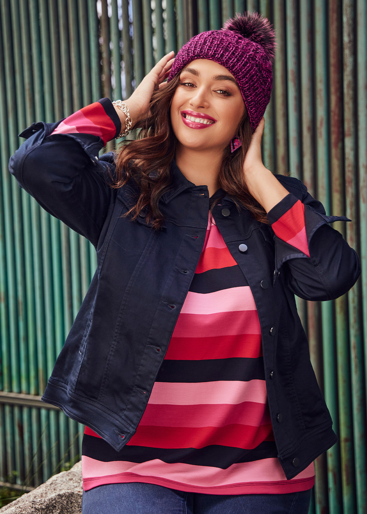 Shop Plus Size Bamboo Ponte Multi Stripes Top in Multi | Taking Shape AU