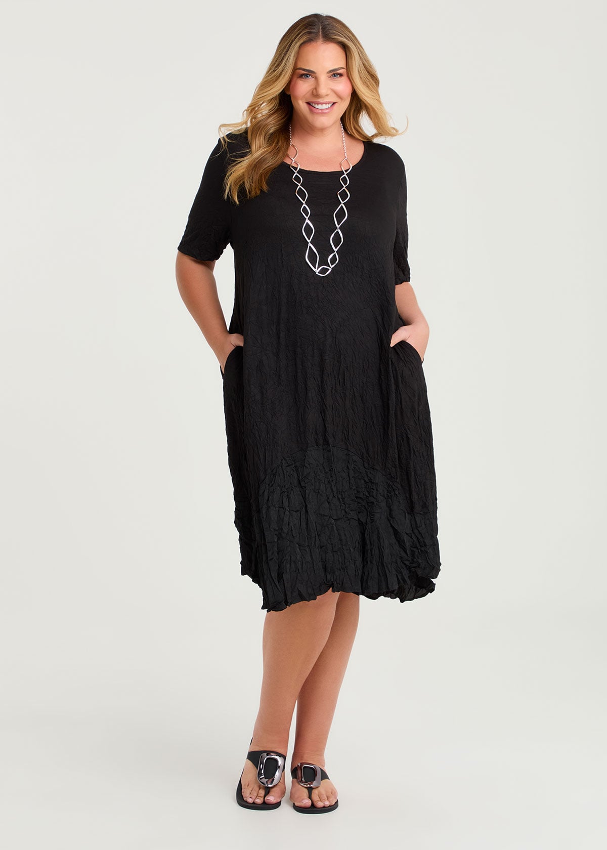 Taking Shape Bamboo & Luxe Crush Dress Size 24 in Black - Plus Size Women's Dresses
