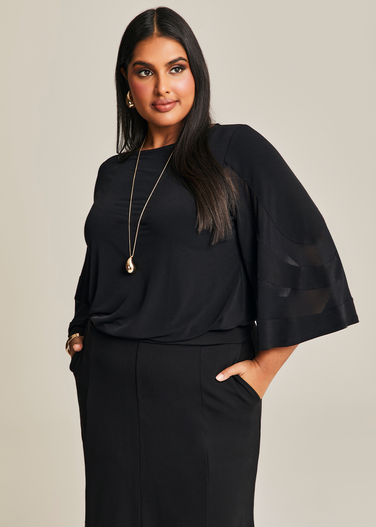 Shop Plus Size Luna Mixed Mesh Top in Black | Taking Shape AU