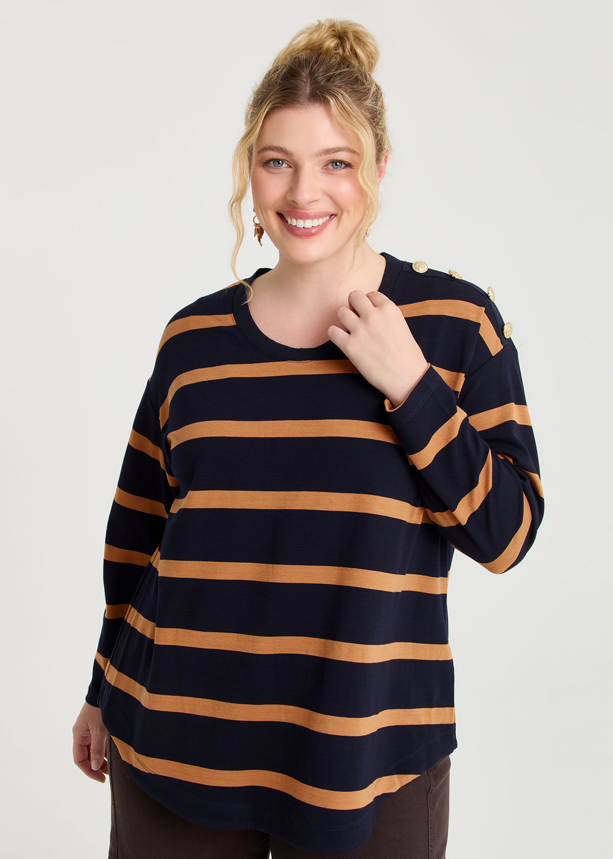 Bamboo Ponte Block Stripe Top