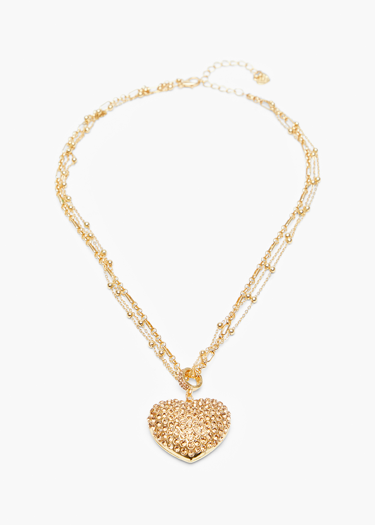Short Diamante Heart Necklace