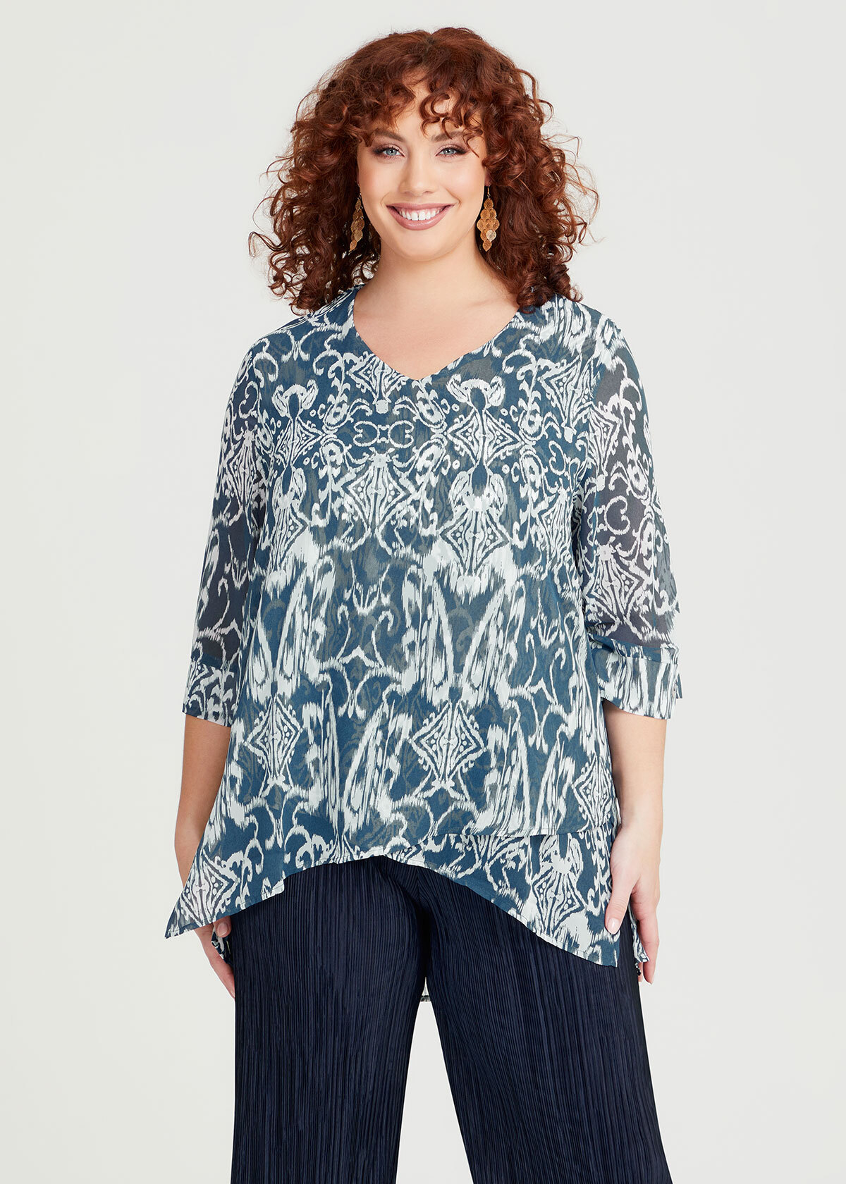 Shop Plus Size Chiffon Swing Top in Blue | Sizes 12-30 | Taking Shape AU