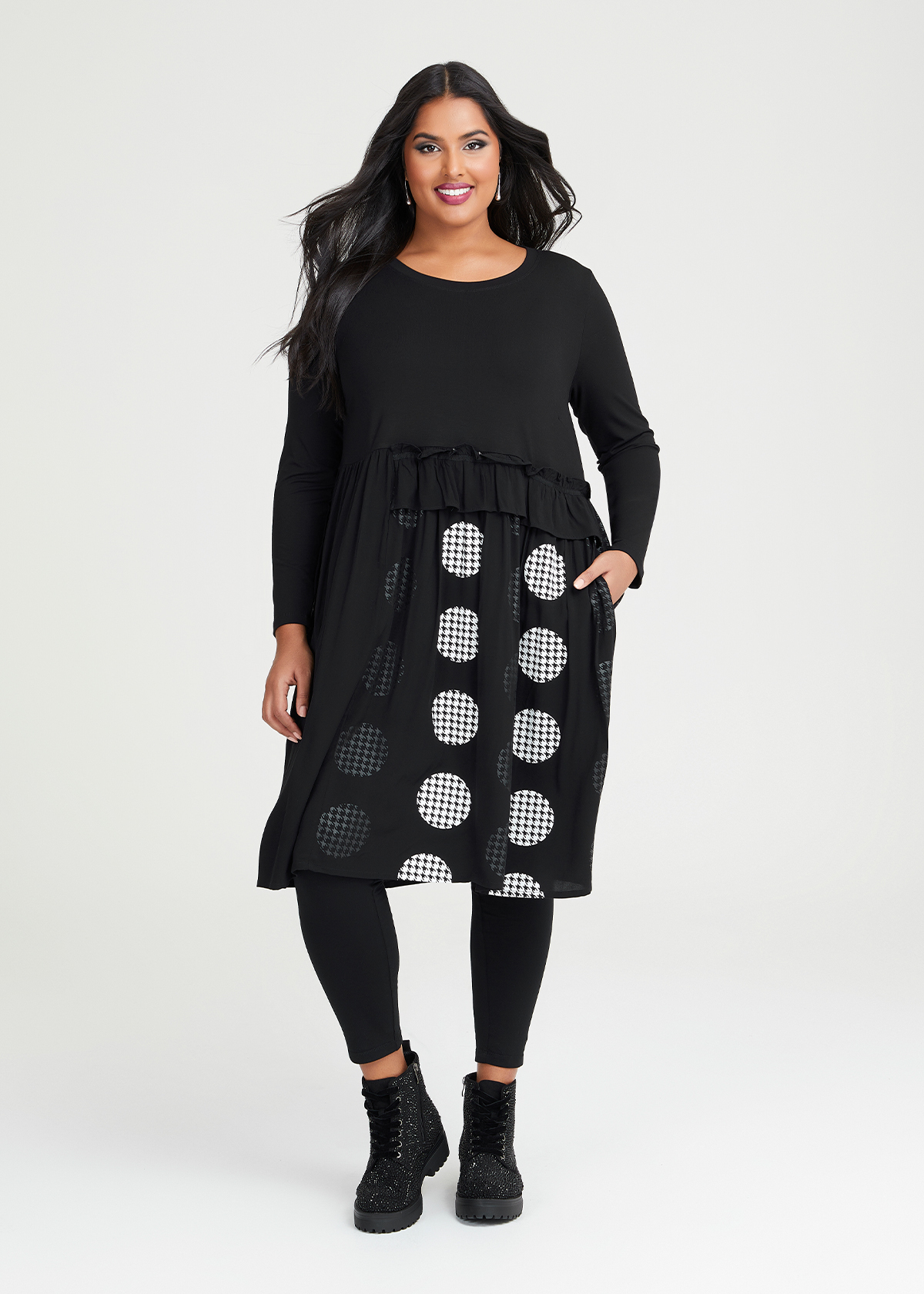 Shop Plus Size Natural Bamboo Spot Dress in Black | Taking Shape AU