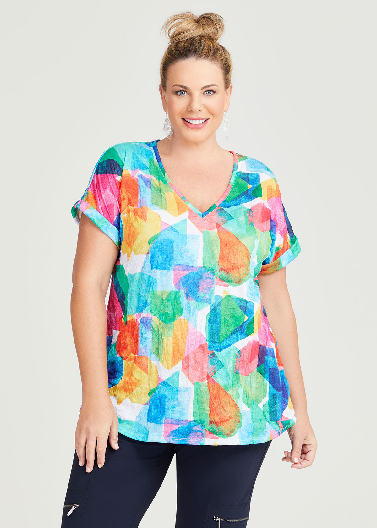 Shop Plus Size Crushed Watercolour Art Top in Multi | Sizes 12-30 ...