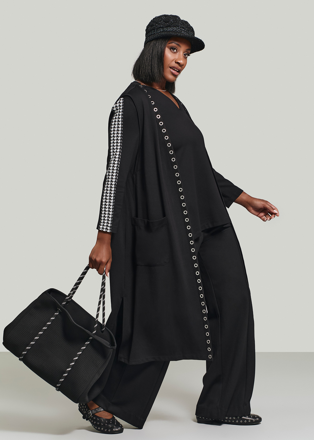 Eyelet Long Bamboo Ponte Vest