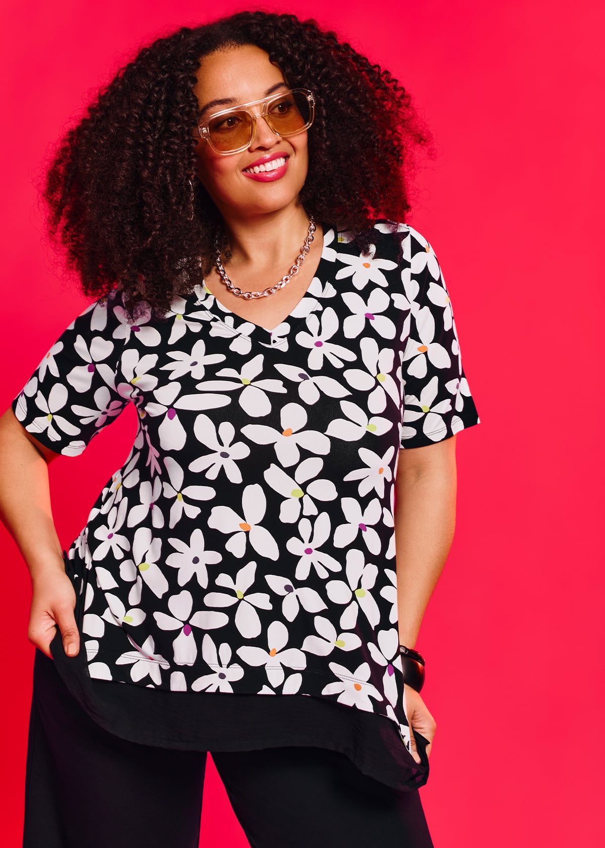 Taking Shape Natural Daisy Top Size 14 in Print, Pima Cotton Tencel - Plus Size Women's Tops & T Shirts