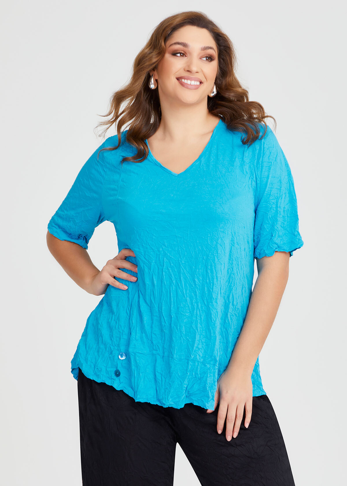 Shop Plus Size Bamboo Blend Alma Top in Blue | Taking Shape AU