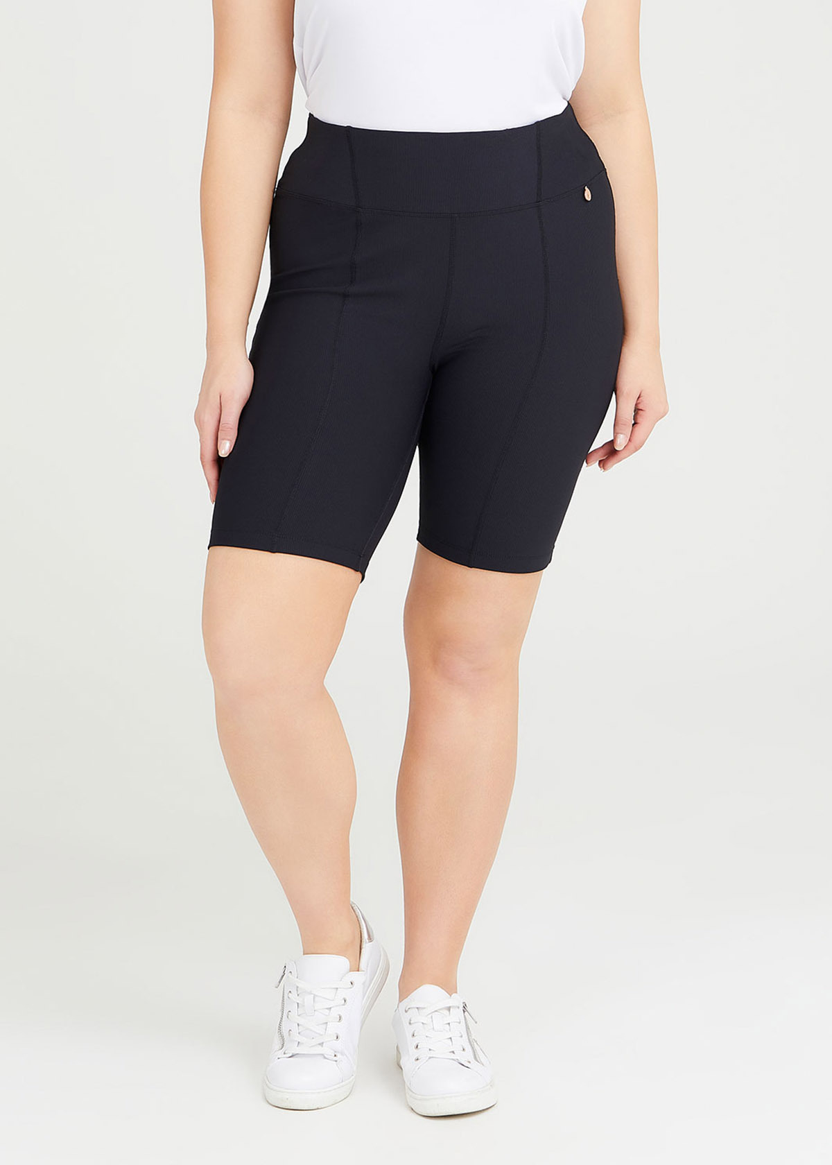 Shop Plus Size Mini Rib Spliced Bike Short in Black | Taking Shape AU