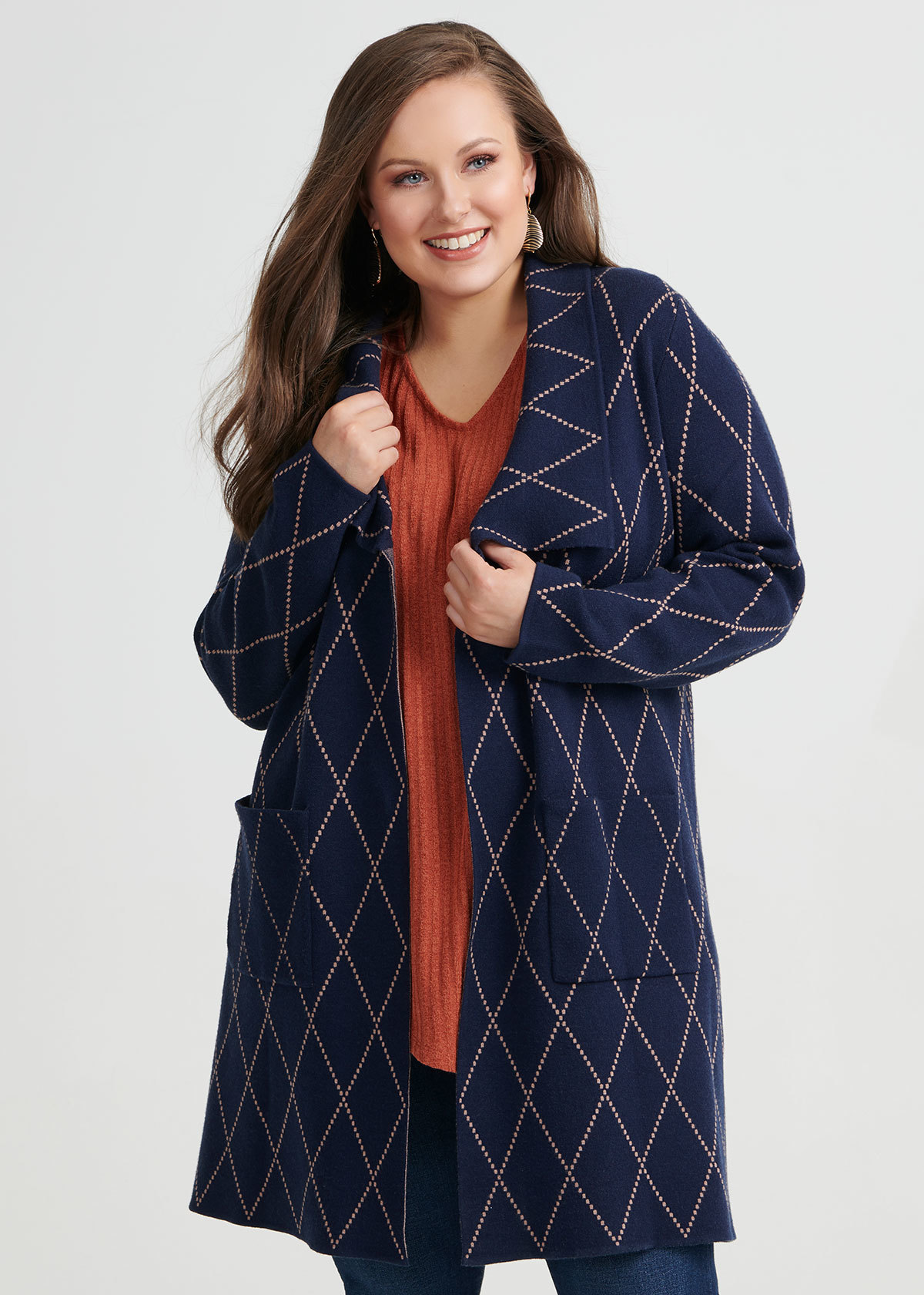 Shop Plus Size Twilight Check Cardigan in Stripes | Taking Shape AU