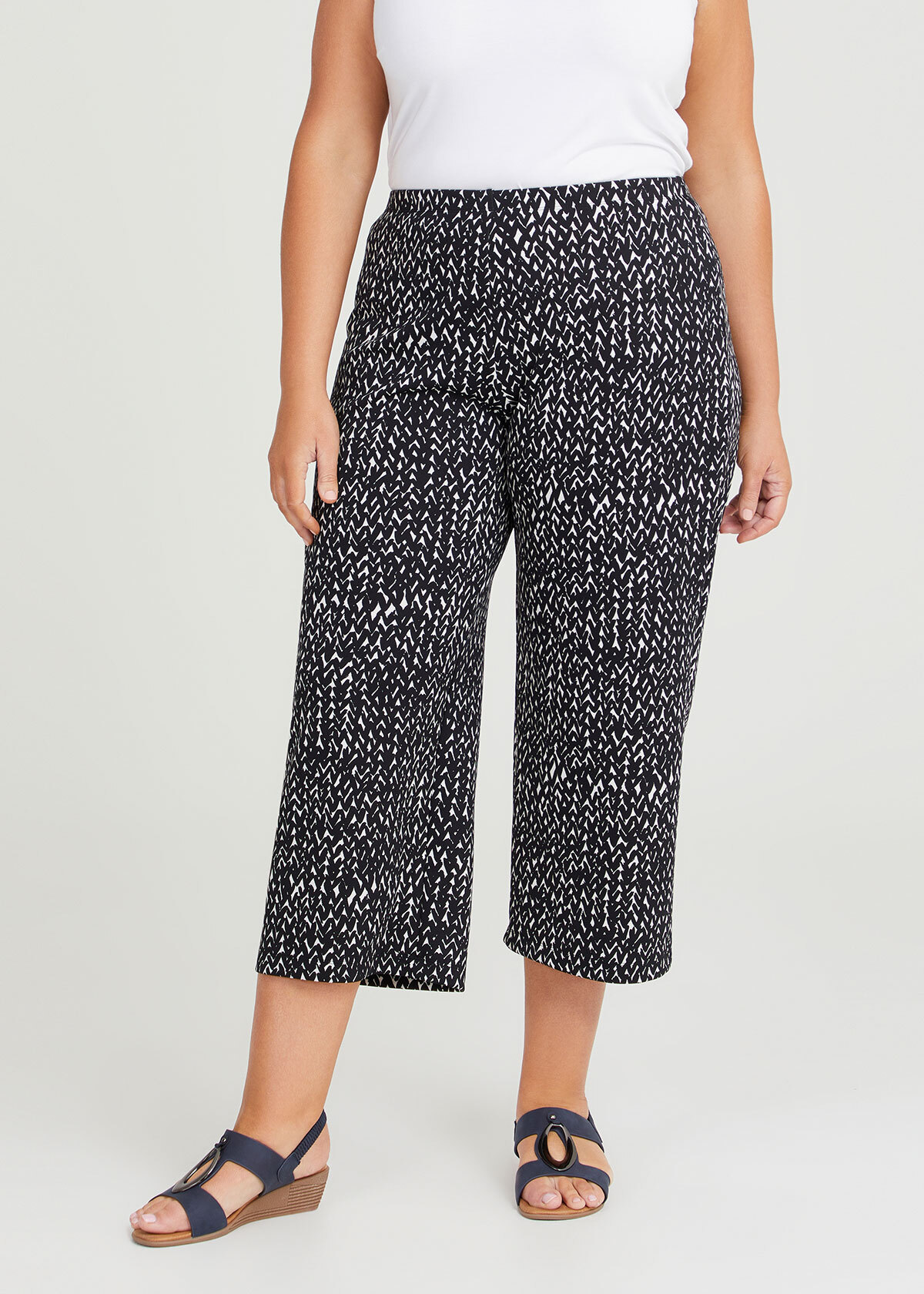 Shop Plus Size Geo Knit Culotte Pant in Black | Sizes 12-30 | Taking ...