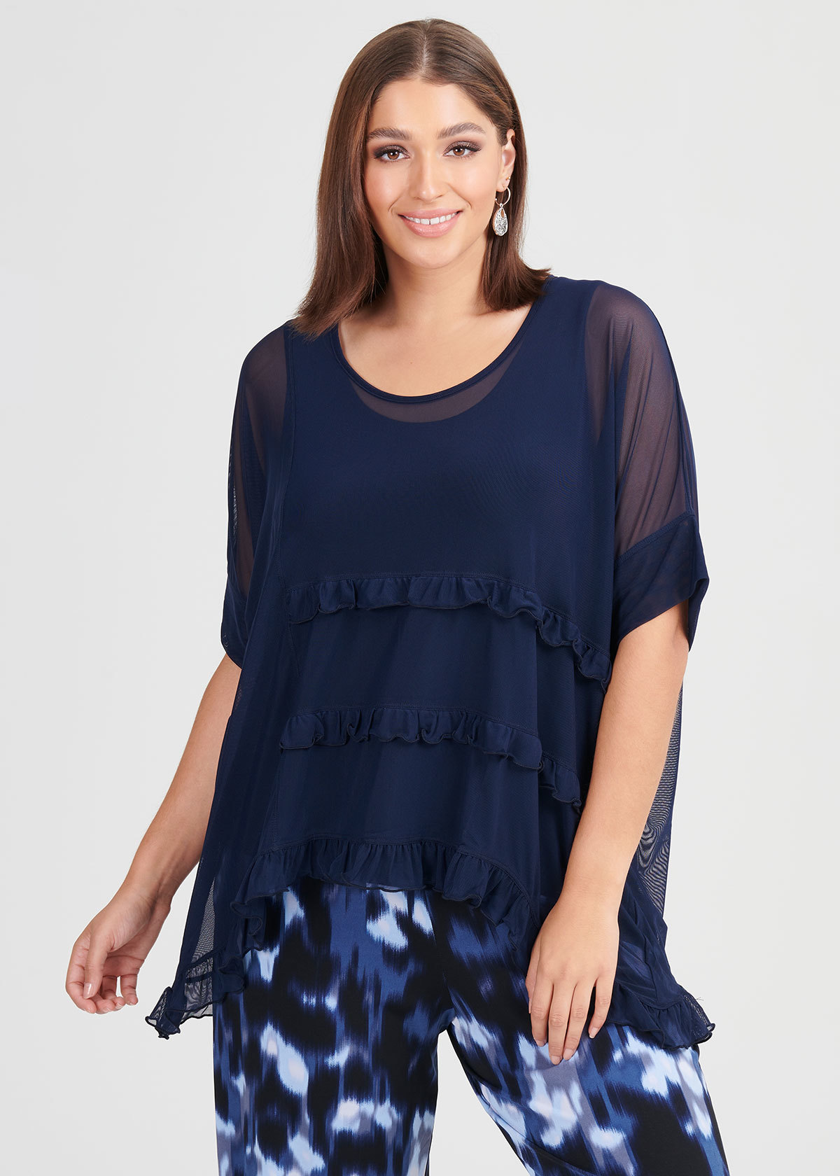 Shop Plus Size Mesh Frilly Days Overtop in Blue | Sizes 12-30 | Taking ...