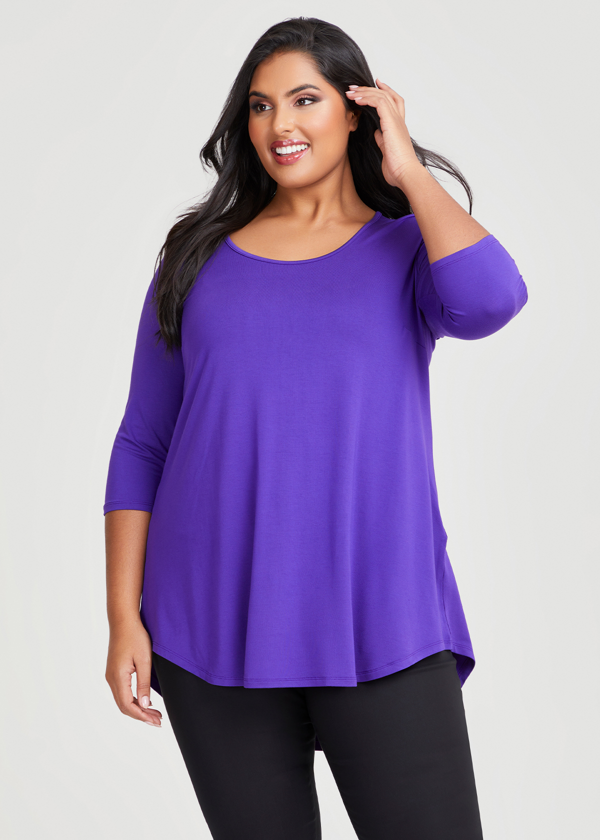 Shop Plus Size Bamboo Base 3/4 Sleeve Top in Blue | Taking Shape AU