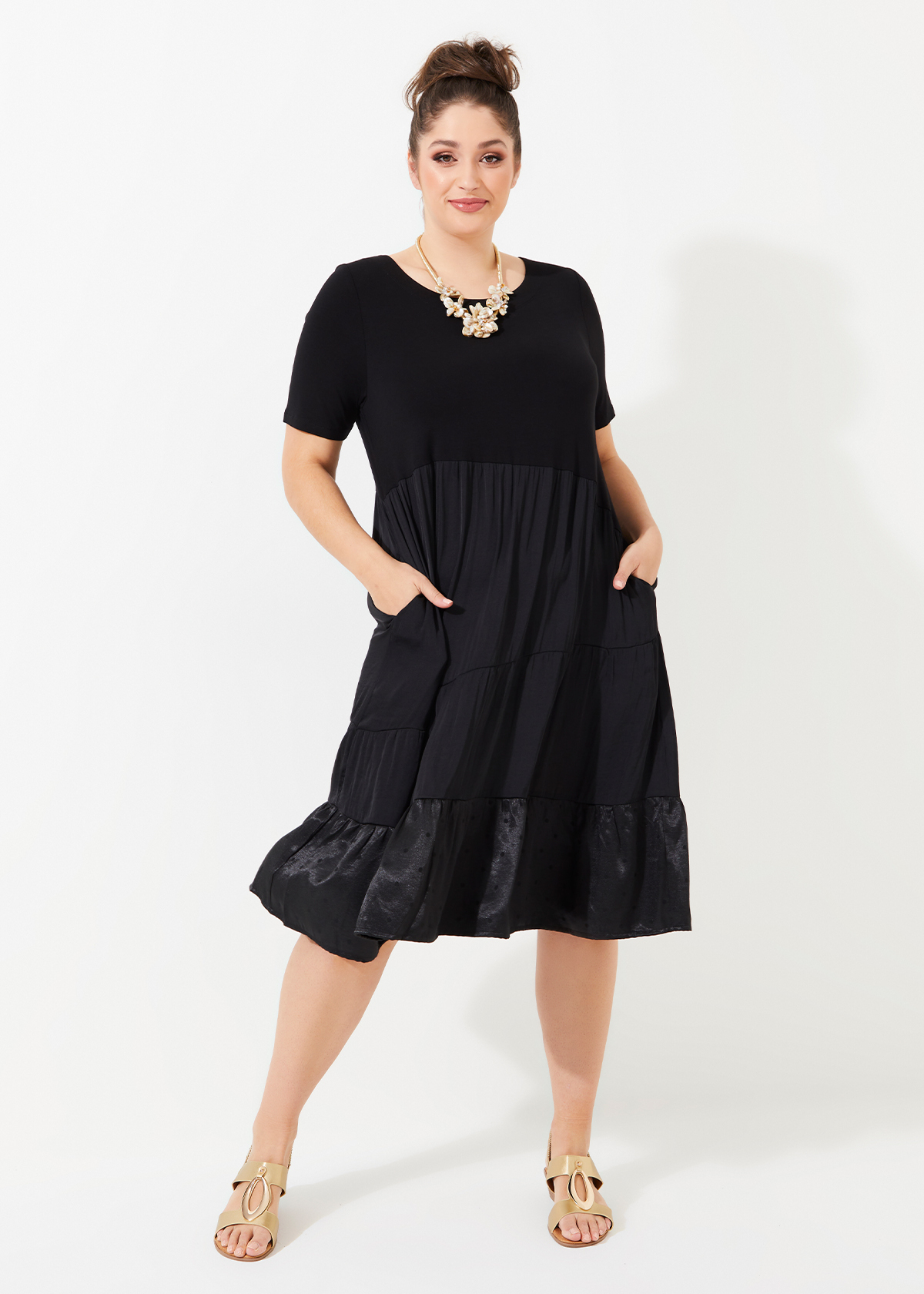 Shop Plus Size Natural Aria Dress in Black | Taking Shape AU