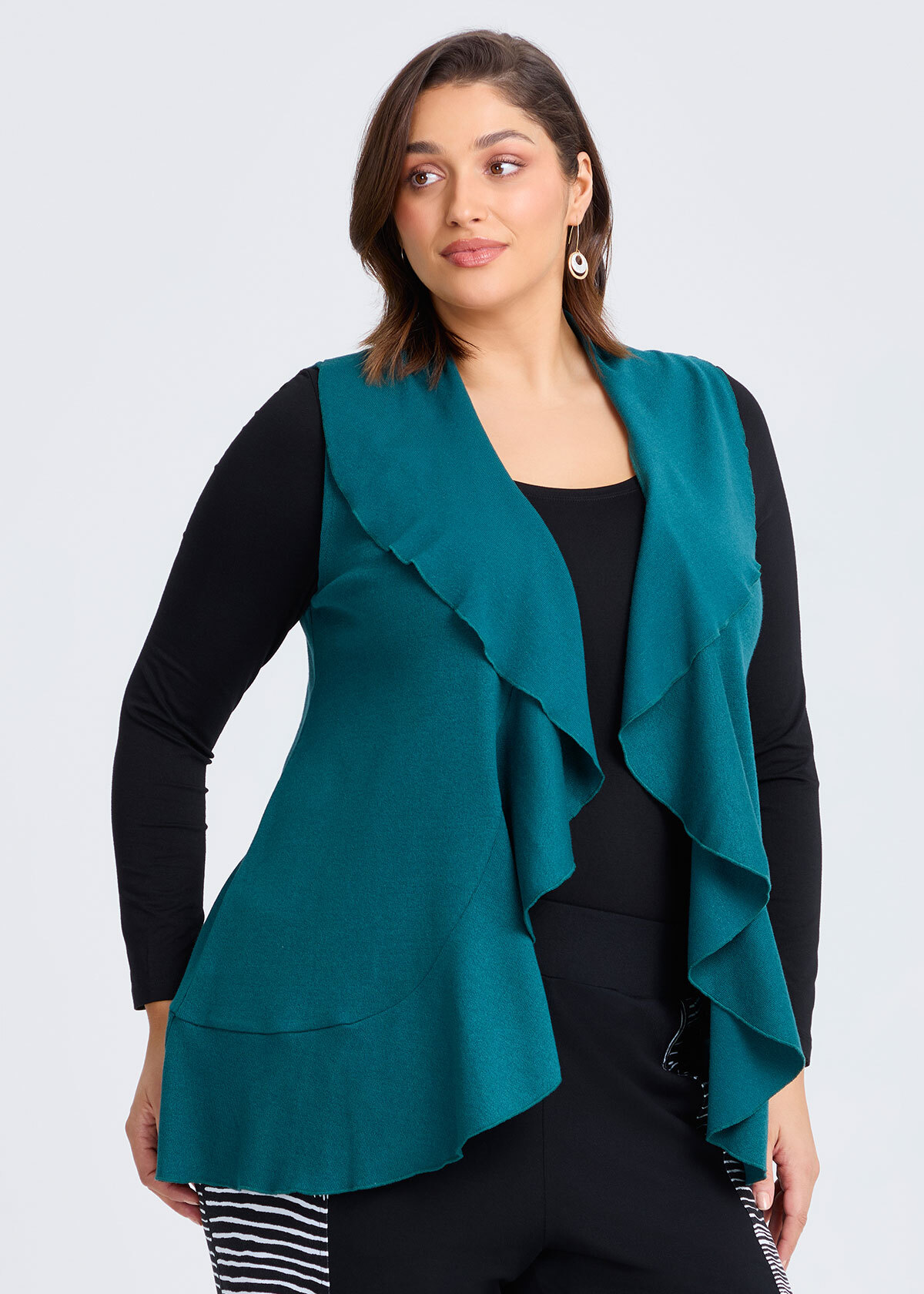 Shop Plus Size Pretty Frill Cascading Vest, Green | Taking Shape AU