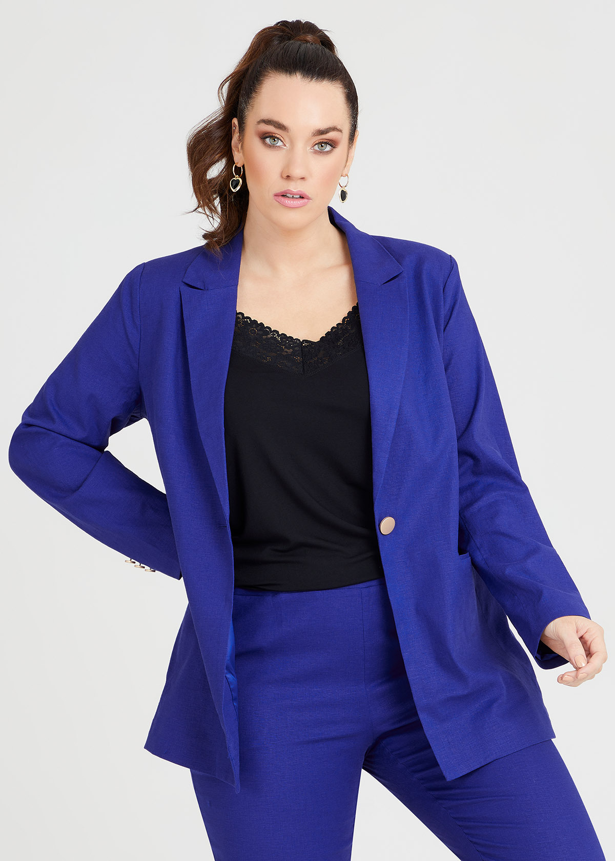 Shop Plus Size Amour Linen Suit Blazer in Blue | Taking Shape AU