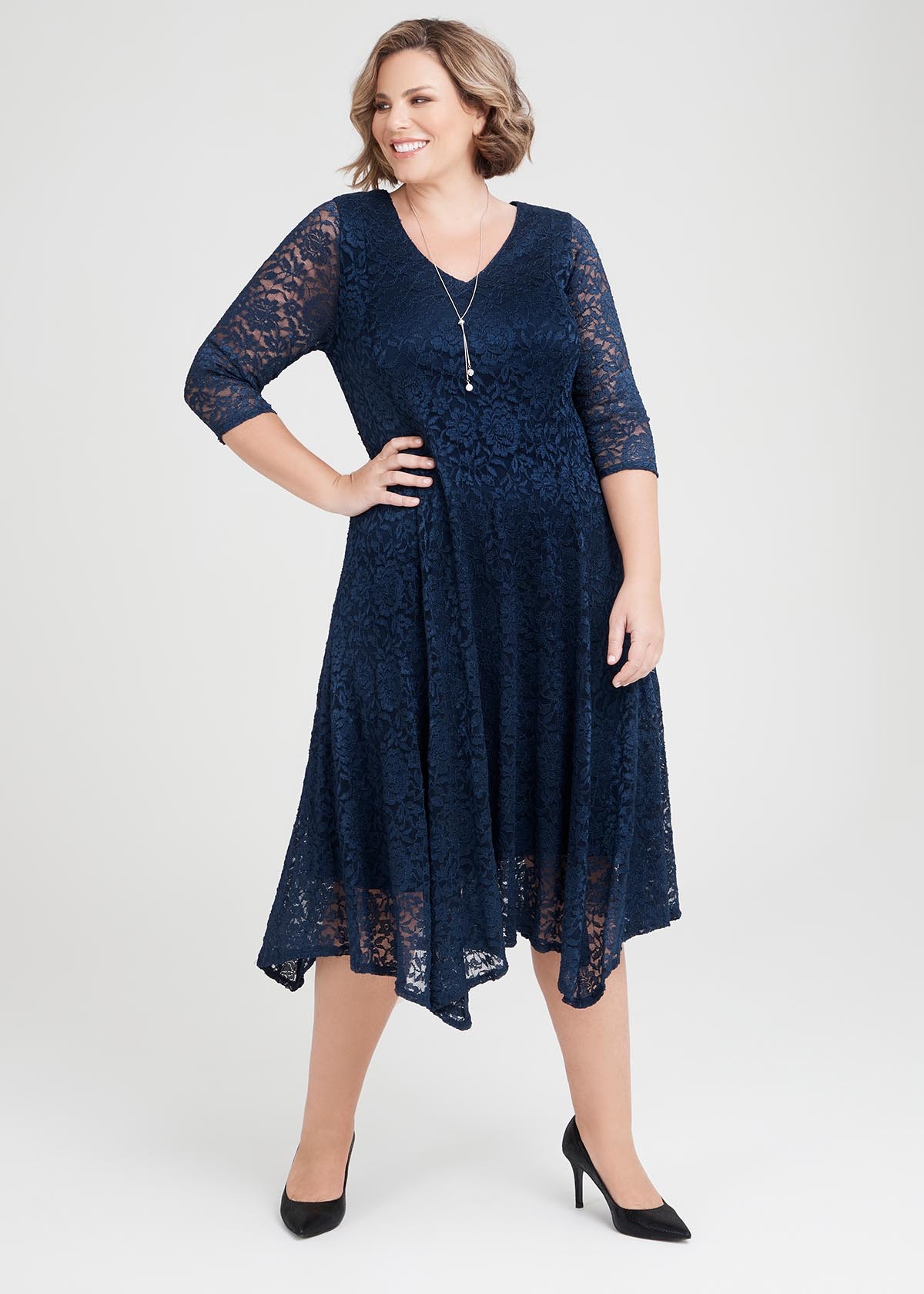 Shop Odette Lace Cocktail Dress in Blue, Sizes 12-30 | Taking Shape AU