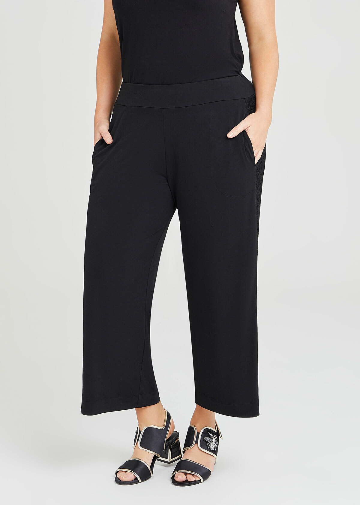 Shop Plus Size Eternal Lace Trim Pant in Black | Taking Shape AU