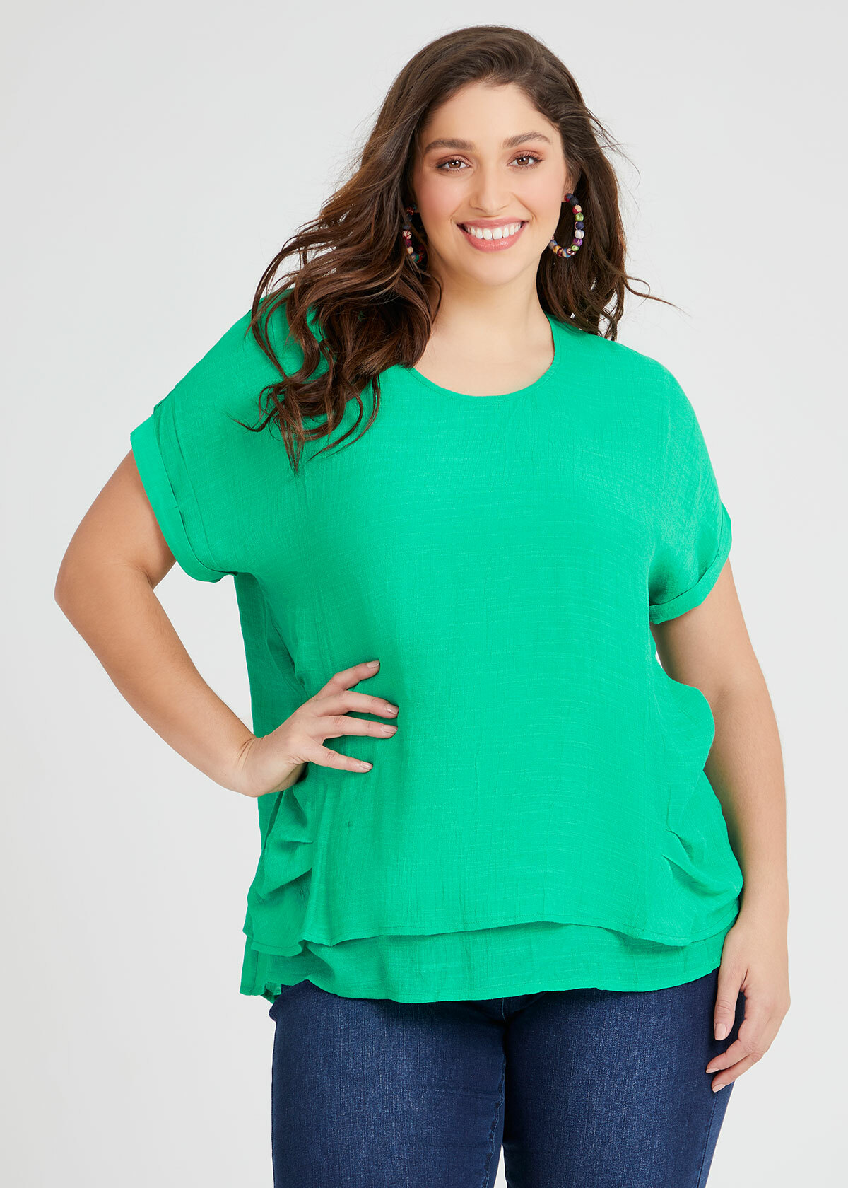 Shop Plus Size Natural Layered Escape Top in Green | Taking Shape AU