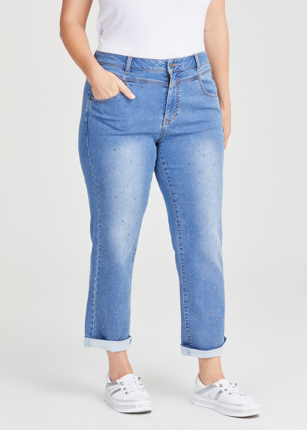 Shop Plus Size Embellished Denim Jean in Blue | Taking Shape AU