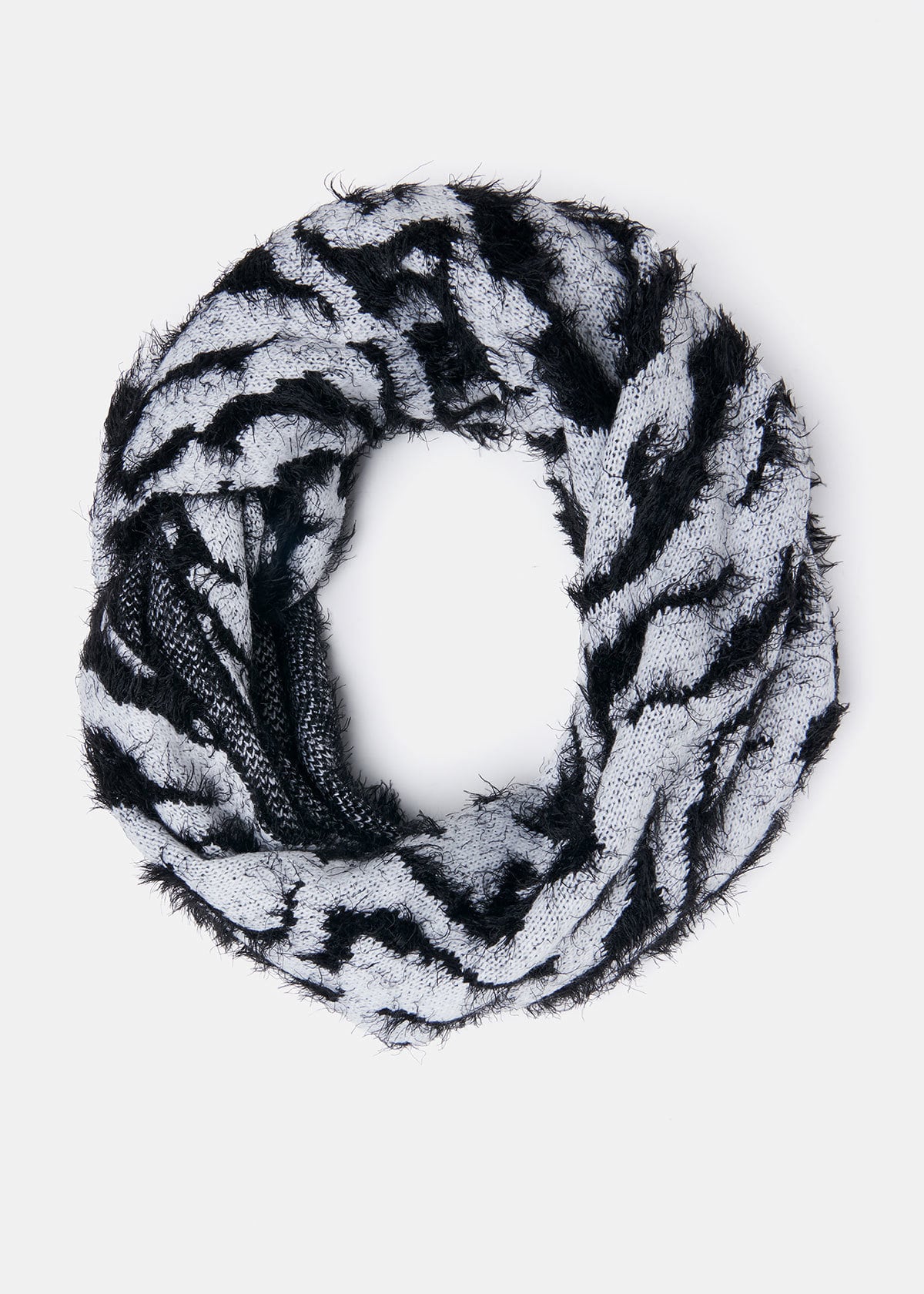 Shop Zebra Fuzzy Knit Snood in Black | Accessories | Taking Shape AU