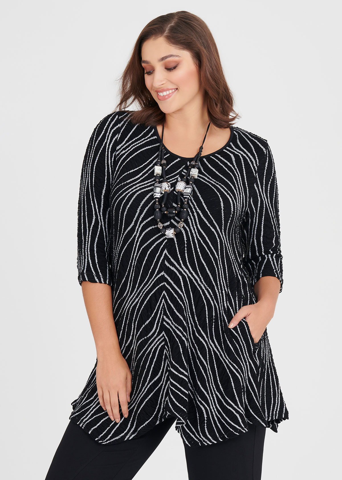 Shop Plus Size Natural Splice Of Life Top in Black | Taking Shape AU