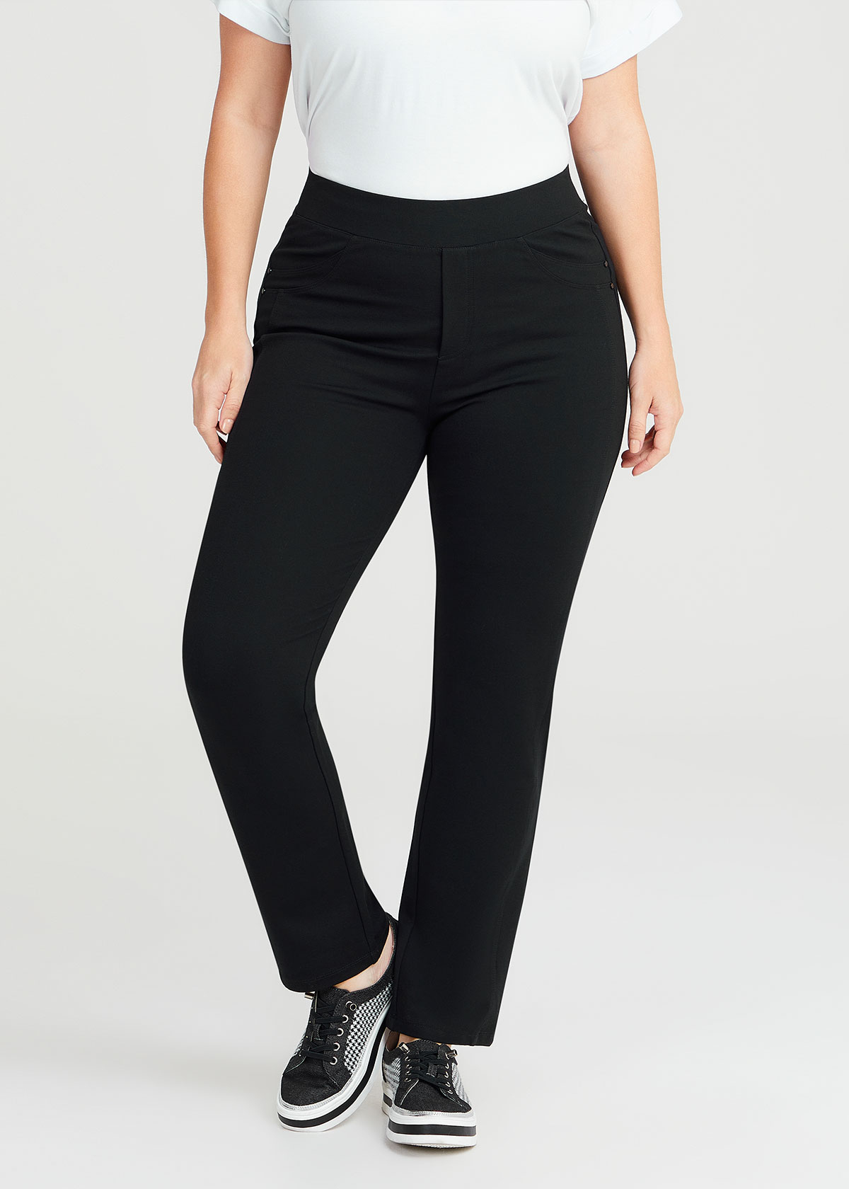 Shop Plus Size Ponte Straight Leg Pant in Black | Taking Shape AU