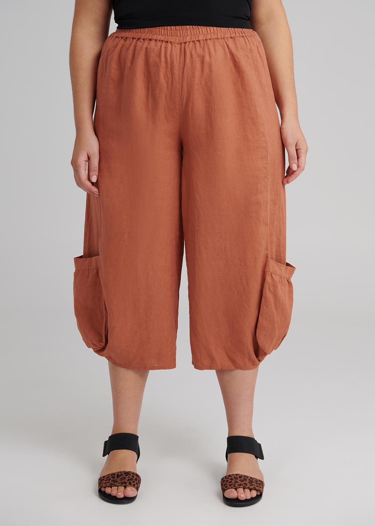 Shop The Easy Linen Crop Pant in Orange in sizes 12 to 24 | Taking Shape