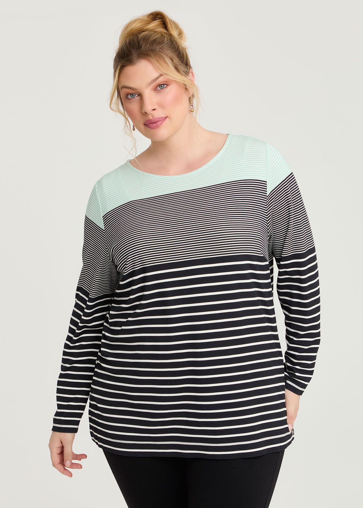 Bamboo Ponte Variegated Stripe Top