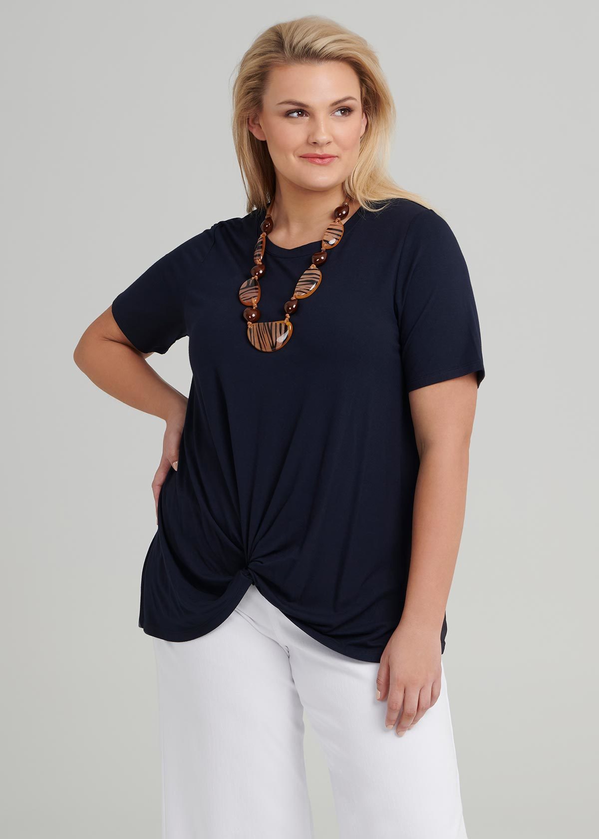 Shop Bamboo Knot Top in Navy, Sizes 12-30 | Taking Shape AU