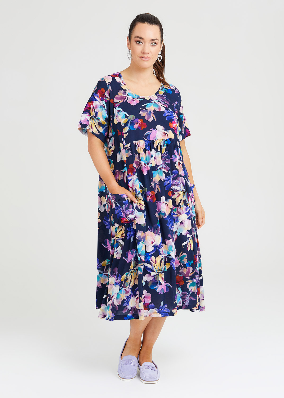 Shop Plus Size Natural Jewel Floral Dress In Multi Taking Shape Au