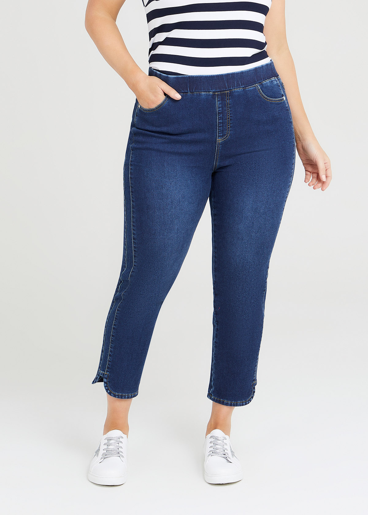 Plus Size Casual Plain Capris Denim Jeans main image 0