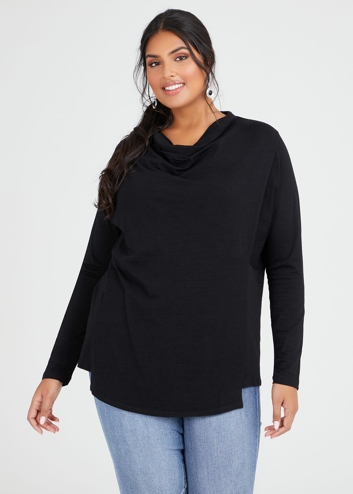 Soft Bamboo Long Sleeve Cowl Neck Top
