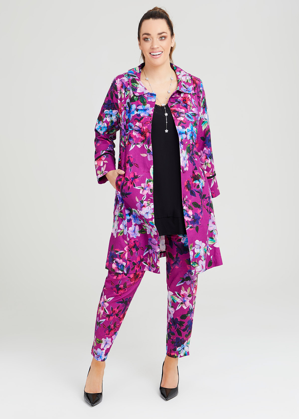 Shop Plus Size Pansy Linen Suit Jacket in Multi | Taking Shape AU