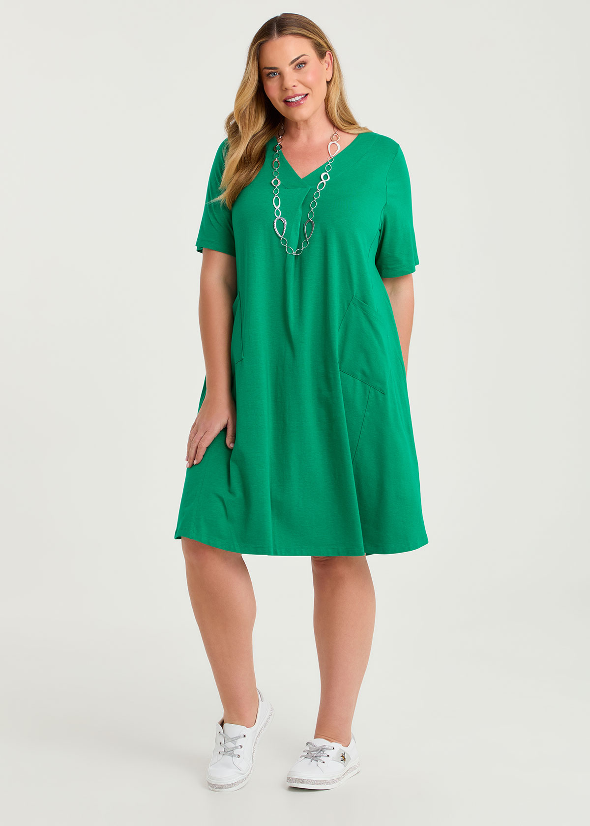 Taking Shape Pima Cotton Icon Dress Size 18 in Simply Green - Plus Size Women's Dresses